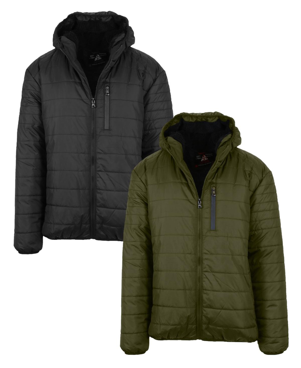 Spire By Galaxy Mens Sherpa Lined Hooded Puffer Jacket, Pack of 2 Product Image