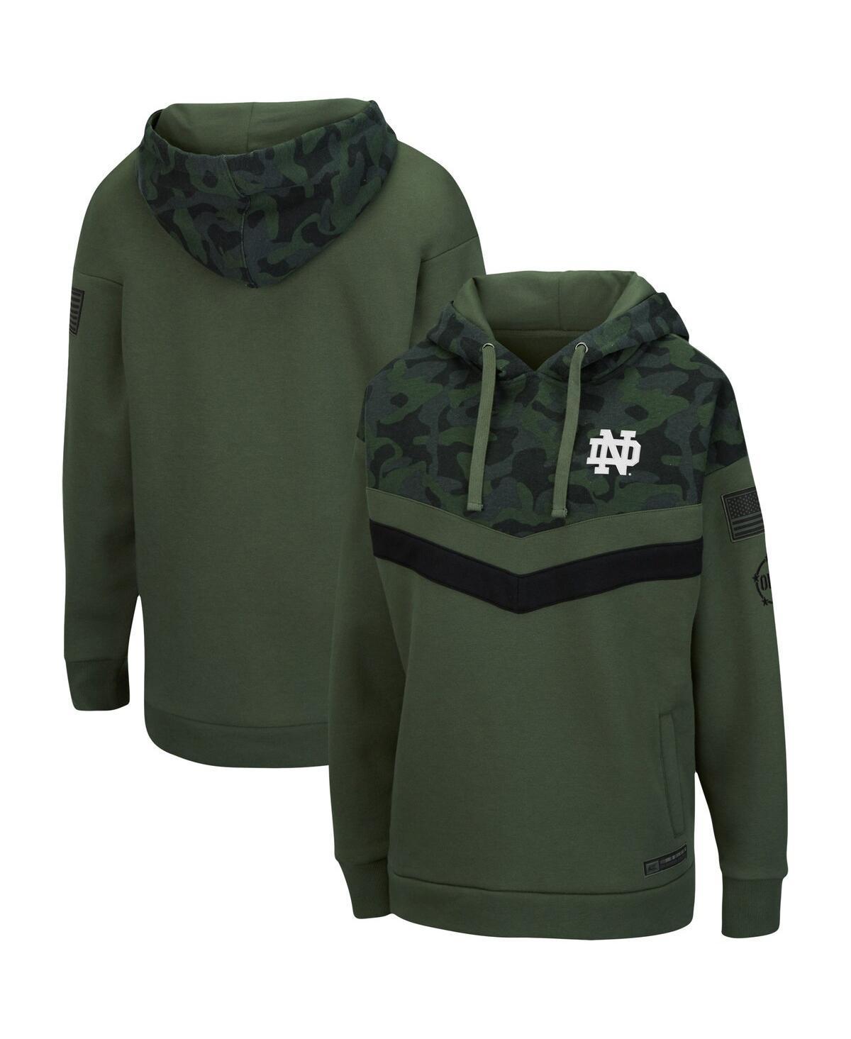 Womens Colosseum Olive and Camo Nebraska Huskers Oht Military-Inspired Appreciation Extraction Chevron Pullover Hoodie - Olive Product Image