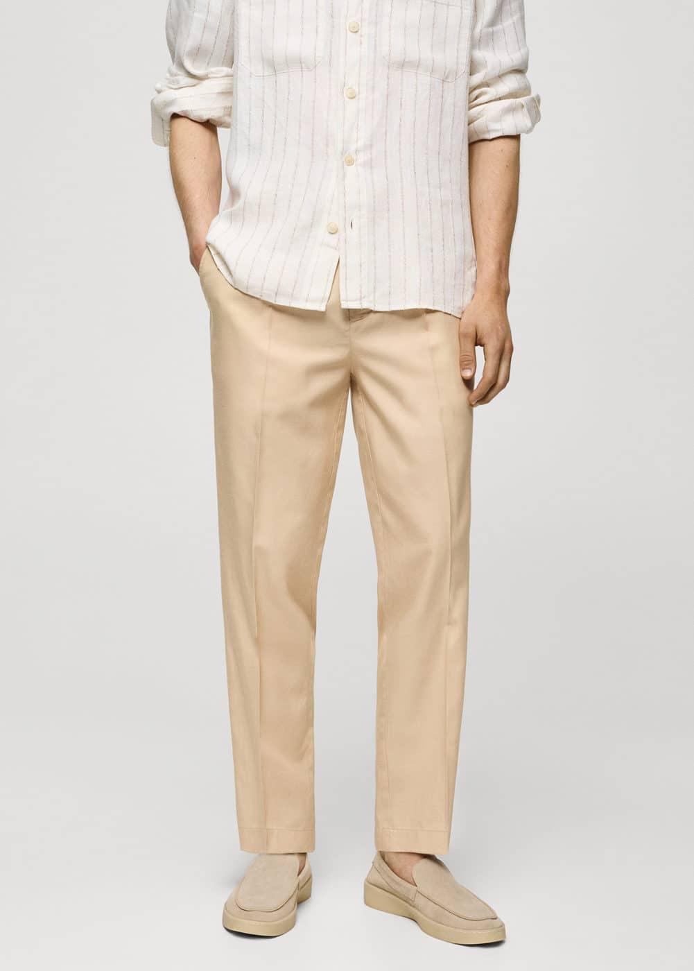 MANGO MAN - Cotton lyocell pleated pants vanillaMen Product Image