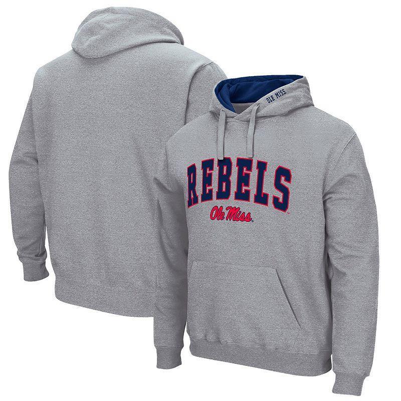 Mens Colosseum Heather Gray Ole Miss Rebels Arch & Team Logo 3.0 Pullover Hoodie Product Image