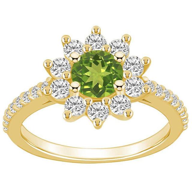 Alyson Layne 14k Gold Peridot & 3/4 Carat T.W. Diamond Halo Ring, Womens Green Product Image