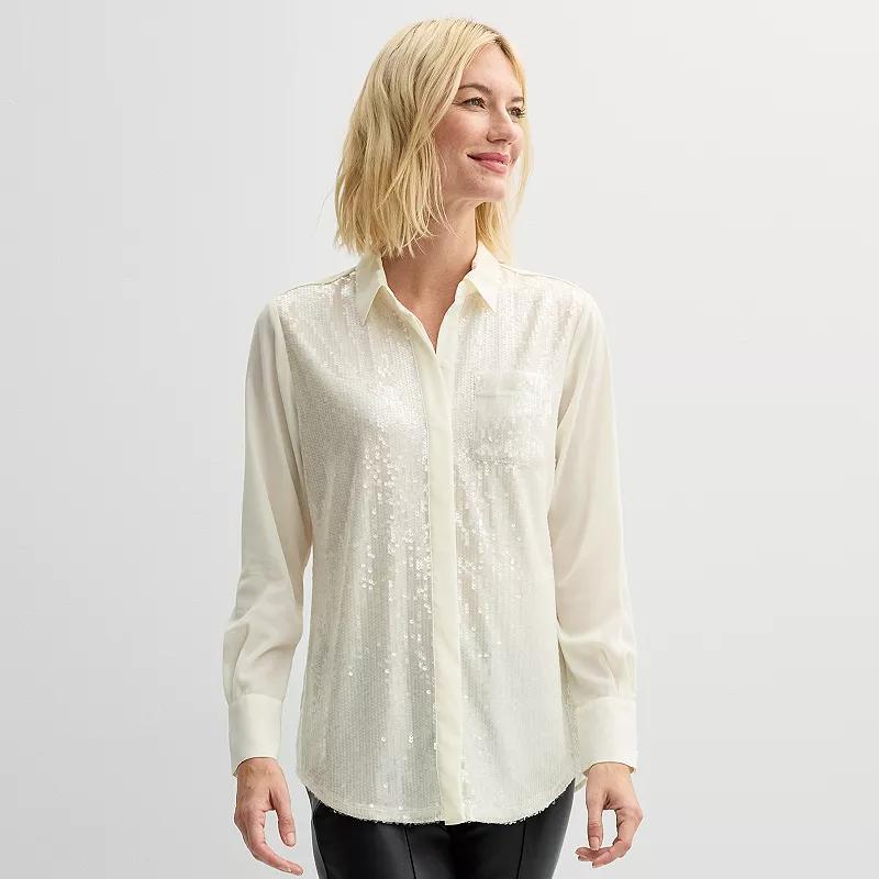 Womens Nine West Drapey Button Down Shirt Product Image