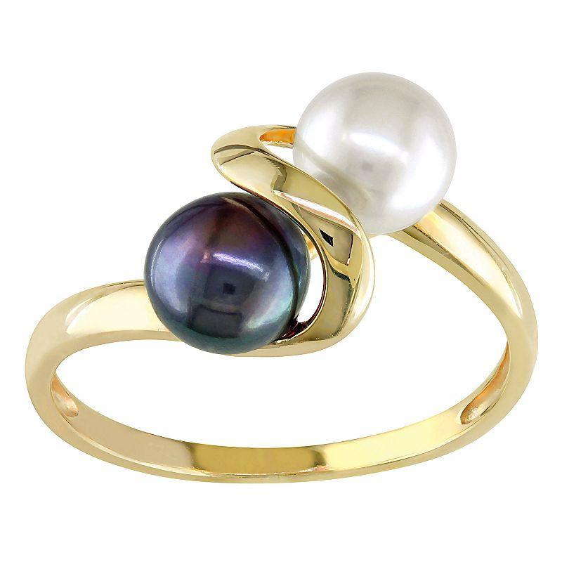 Stella Grace 10k Gold Dyed Black & White Freshwater Cultured Pearl Ring, Womens Product Image