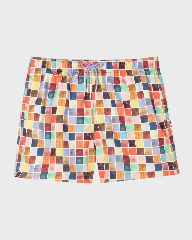 Mens Checkered Swim Trunks Product Image