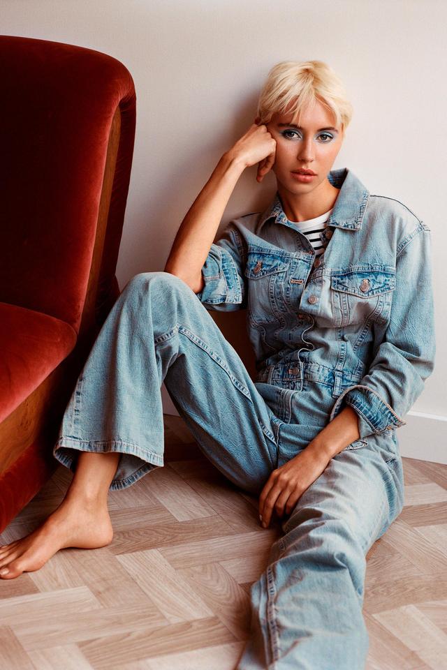 TRF STRAIGHT CUT DENIM JUMPSUIT Product Image