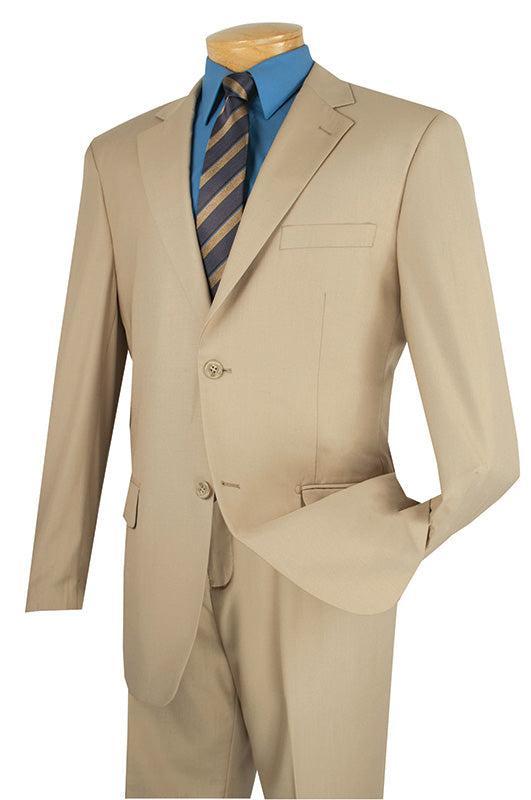 Nola Collection - Light Beige Regular Fit 2 Piece Suit Flat Front Pants with 2″ Elastic Waist Band Product Image