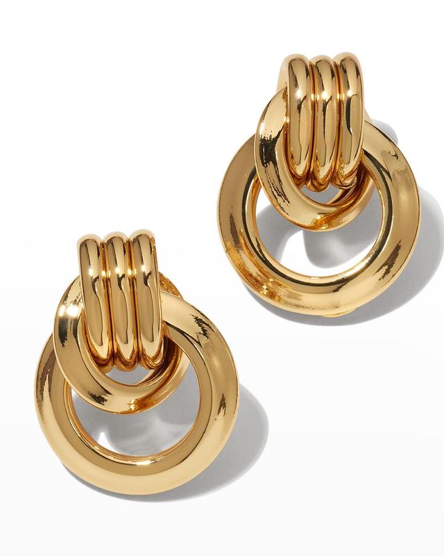 Womens Love Knot Doorknocker Gold-Plated Earrings Product Image