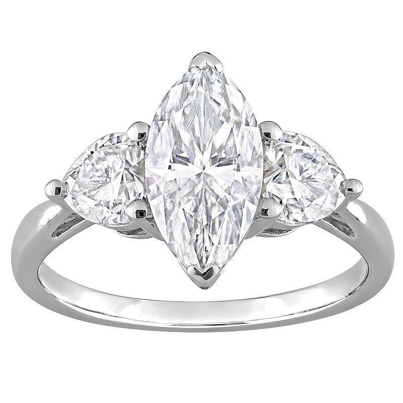 Stella Grace Sterling Silver 2 1/2 Carat T.W. Lab-Created Moissanite 3-Stone Engagement Ring, Womens Product Image