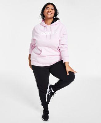 Plus Size Fleece Hoodie & 3-Stripe Fleece Jogger Pants Product Image