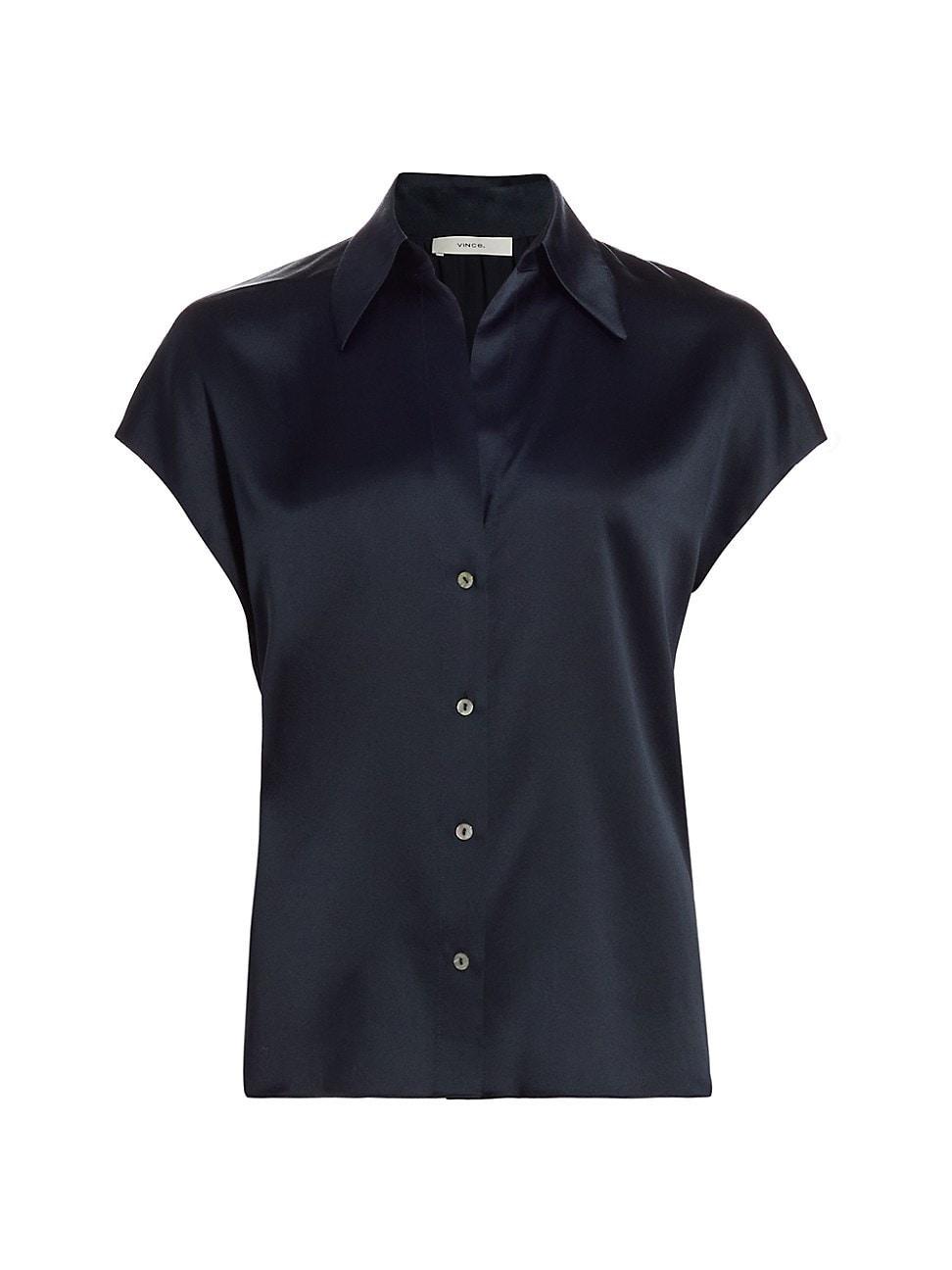 Vince Cap Sleeve Ruched Back Blouse (Sea Fern) Women's Blouse Product Image