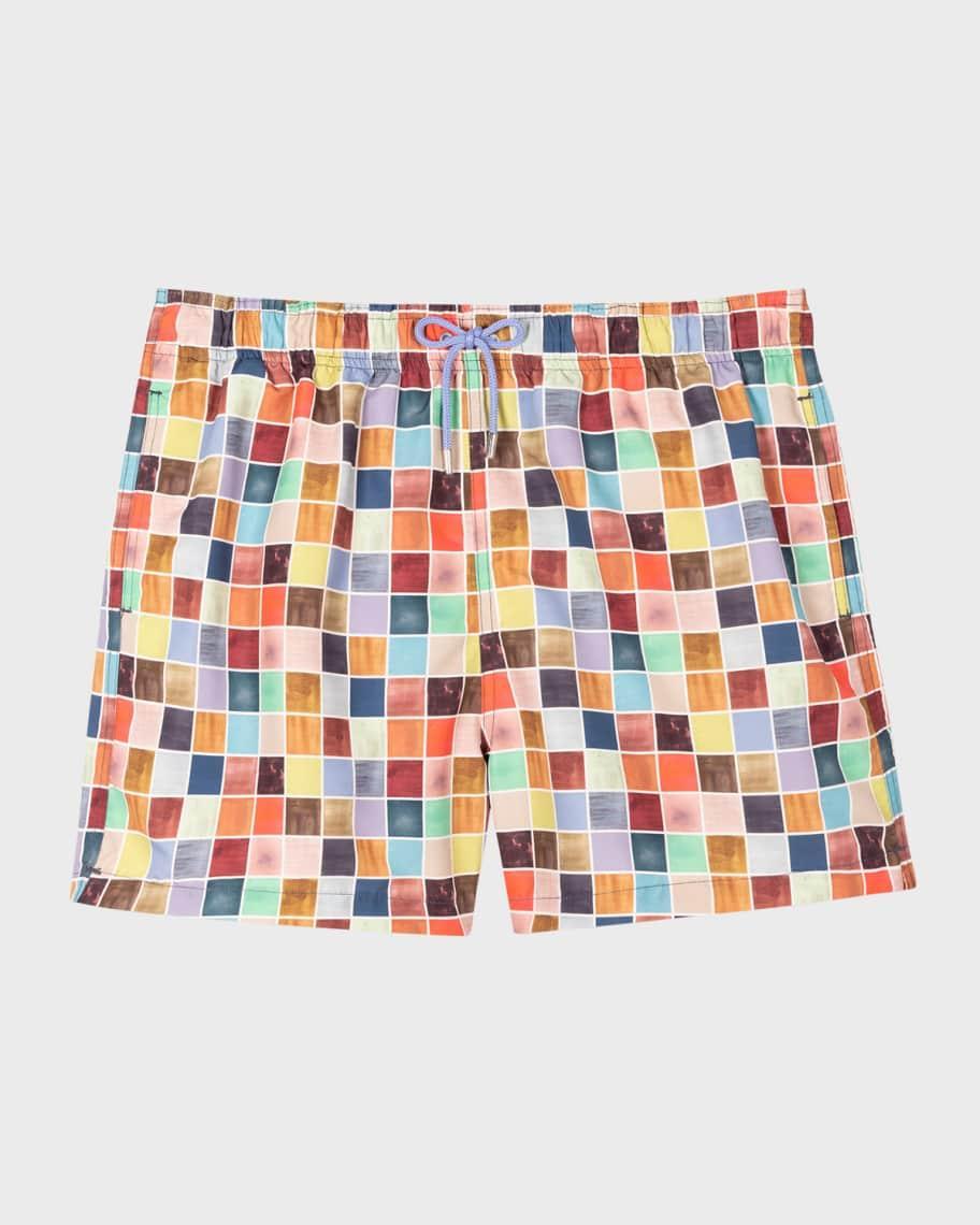 Men's Checkered Swim Trunks  Product Image