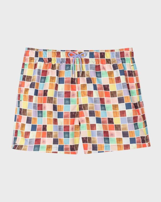 Men's Checkered Swim Trunks  Product Image