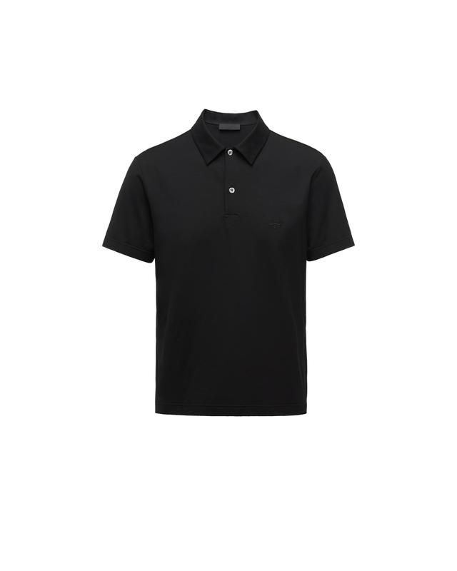 Stretch cotton polo shirt with embroidered logo Product Image