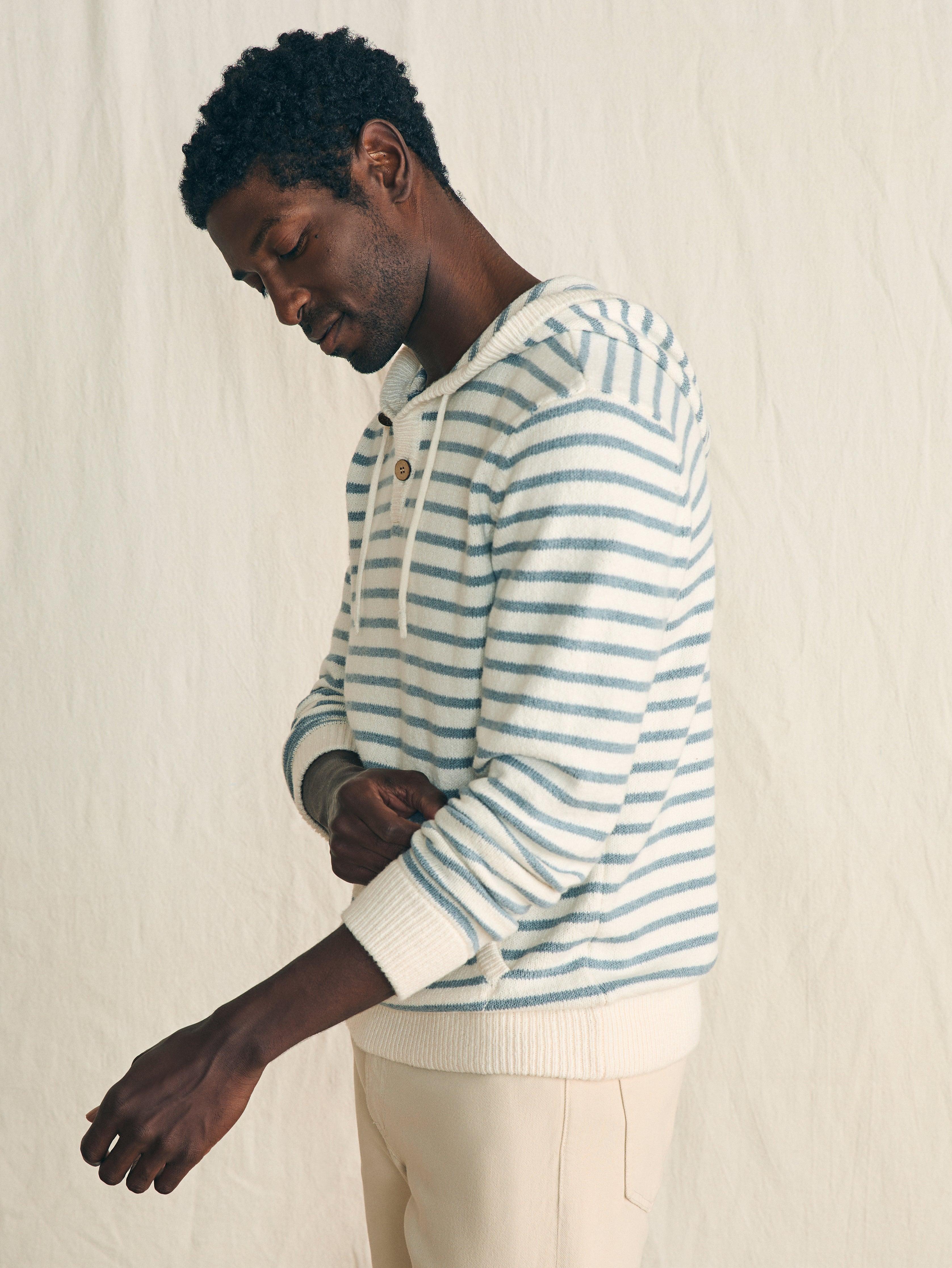 Cove Sweater Hoodie - Ivory Chambray Stripe Male Product Image