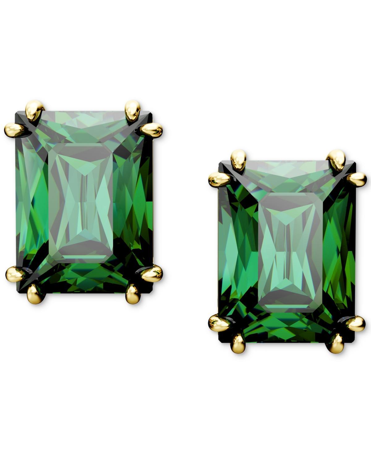 Swarovski Matrix Green Rectangle Stud Earrings in Gold Tone Product Image