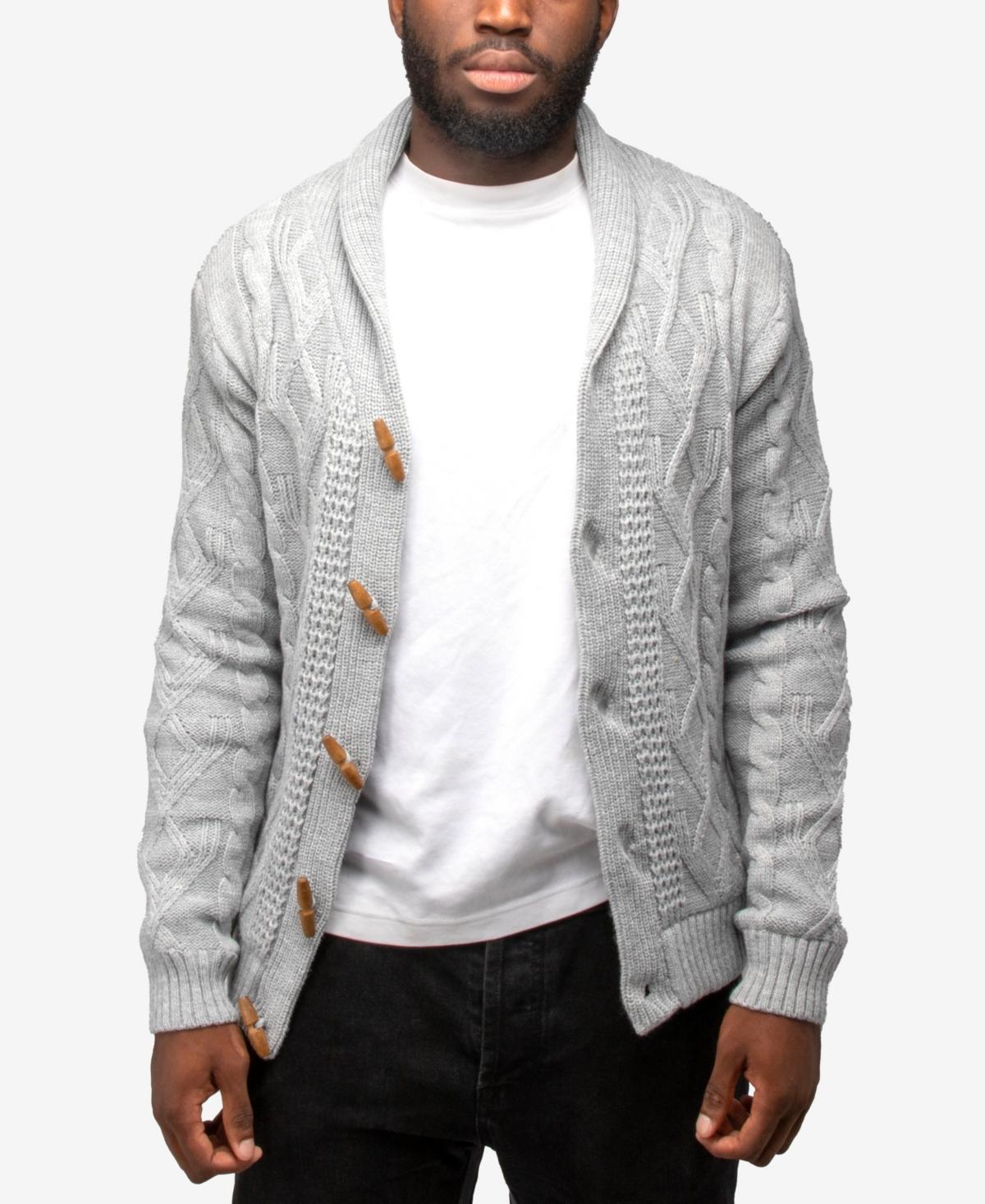 X-Ray Mens Shawl Collar Cable Knit Cardigan Product Image