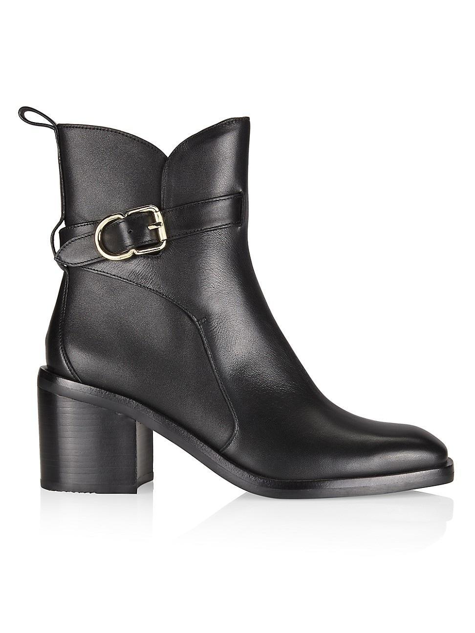 Womens Alexa 70MM Ankle-Strap Leather Boots Product Image