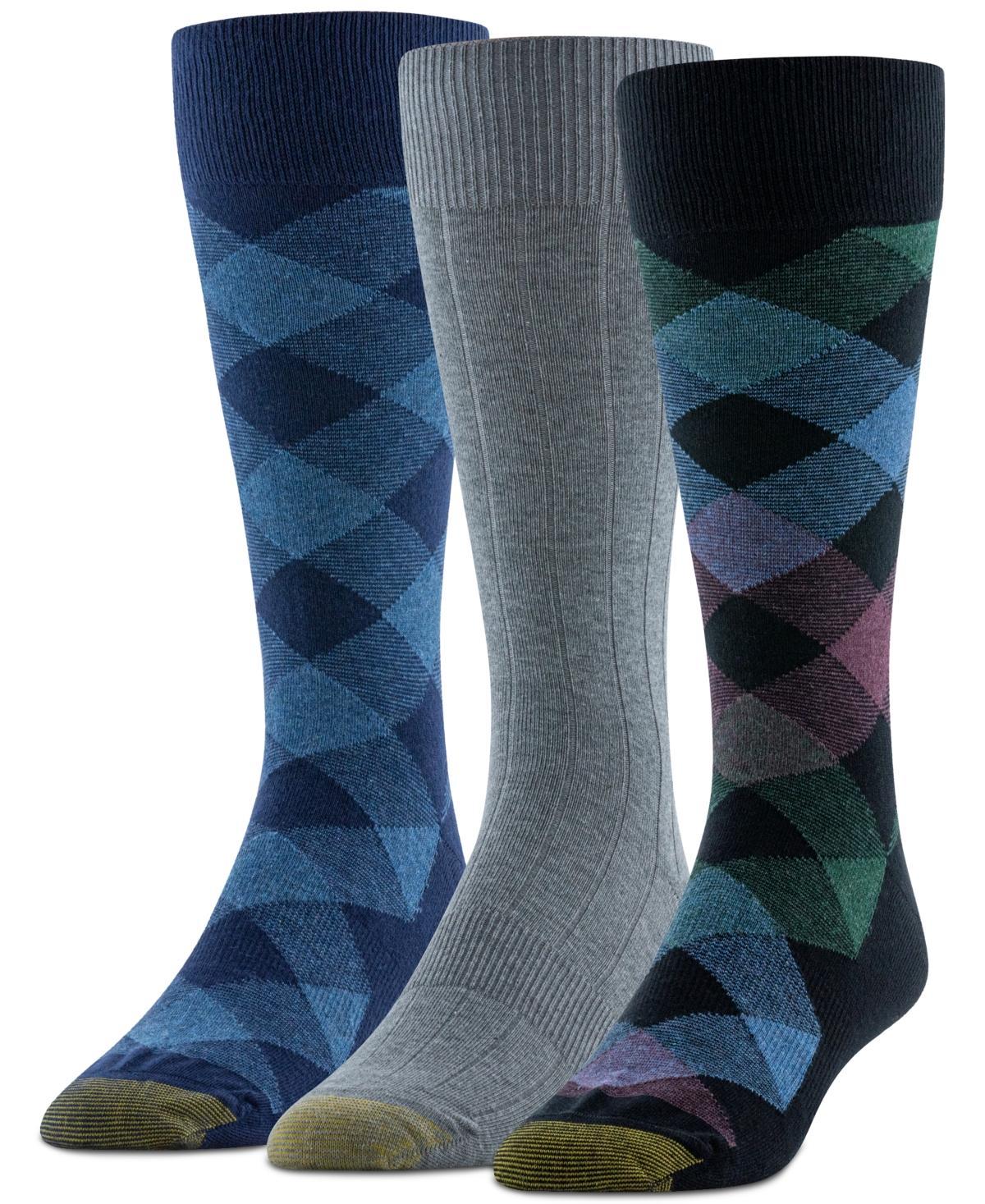 Gold Toe Mens Multi Bias Check Crew Dress Socks,3-Pack Product Image