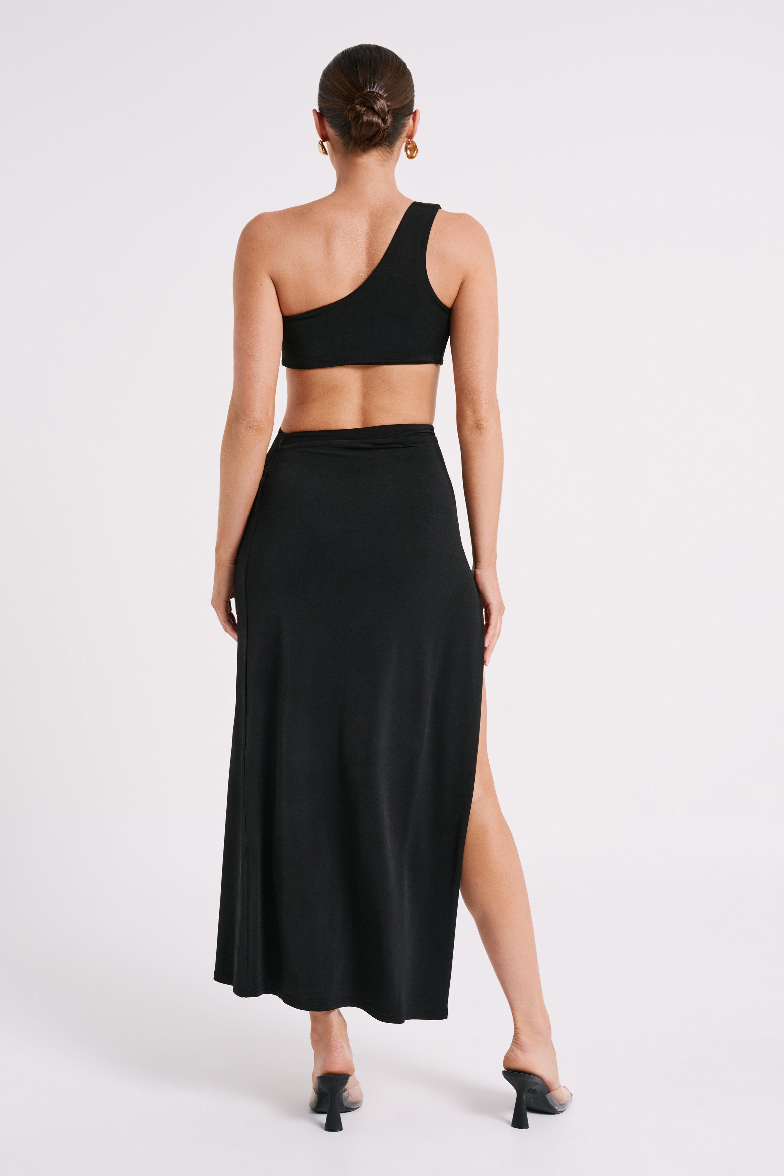 Solana One Shoulder Maxi Dress - Black Product Image