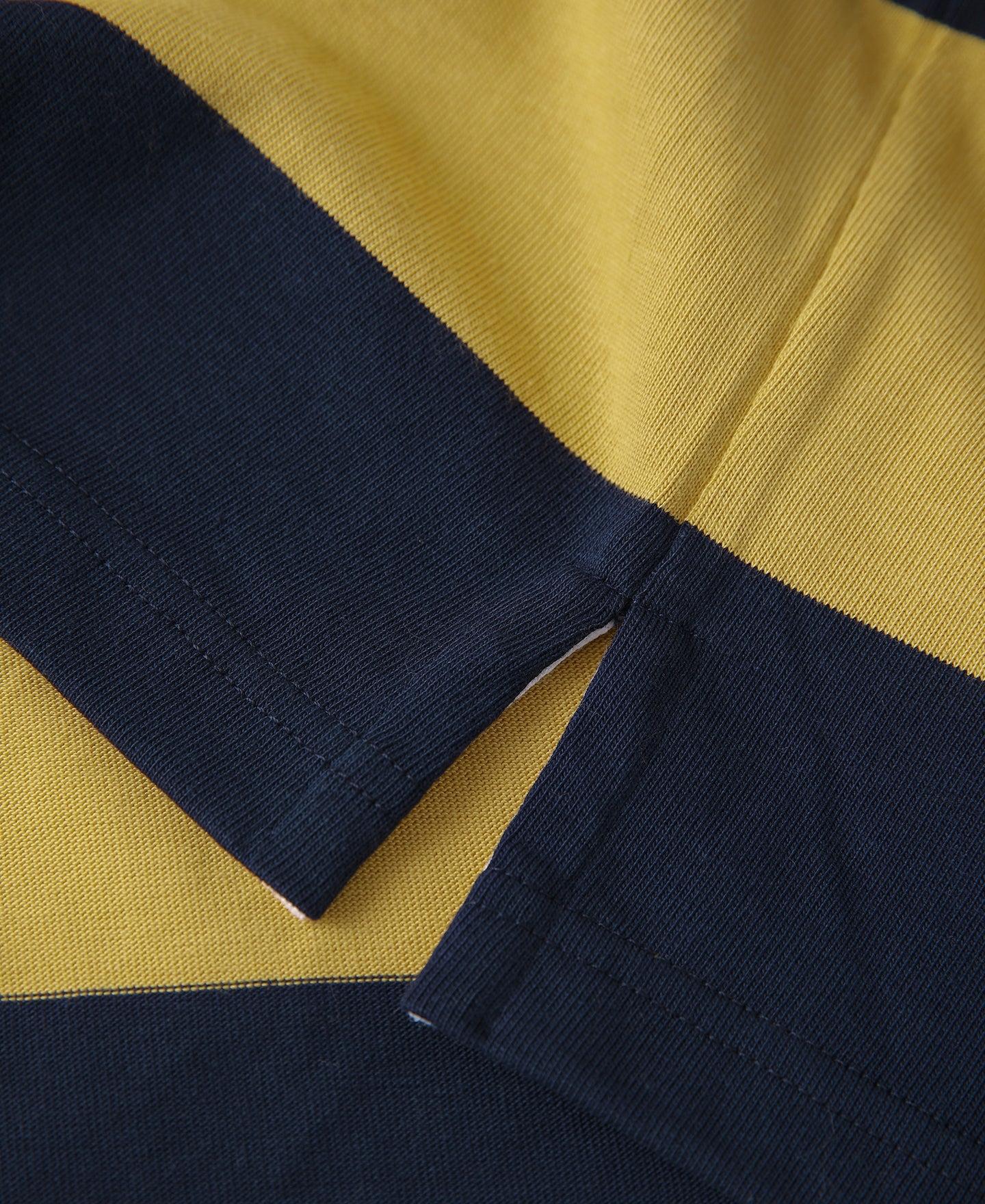 Classic Fit Striped Jersey Rugby Shirt - Yellow/Navy Product Image