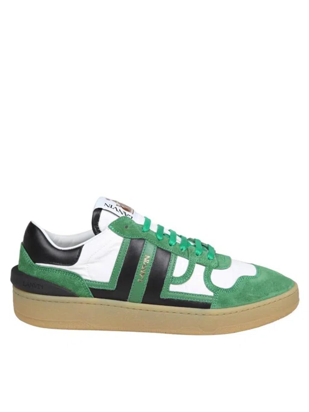 LANVIN Clay Green Leather Blend Sneakers Product Image