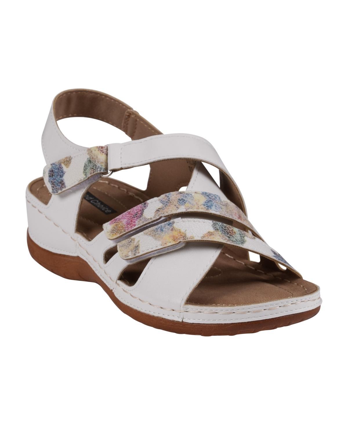 Gc Shoes Womens Dalary Strappy Stay-Put Two-Tone Comfort Flat Sandals Product Image