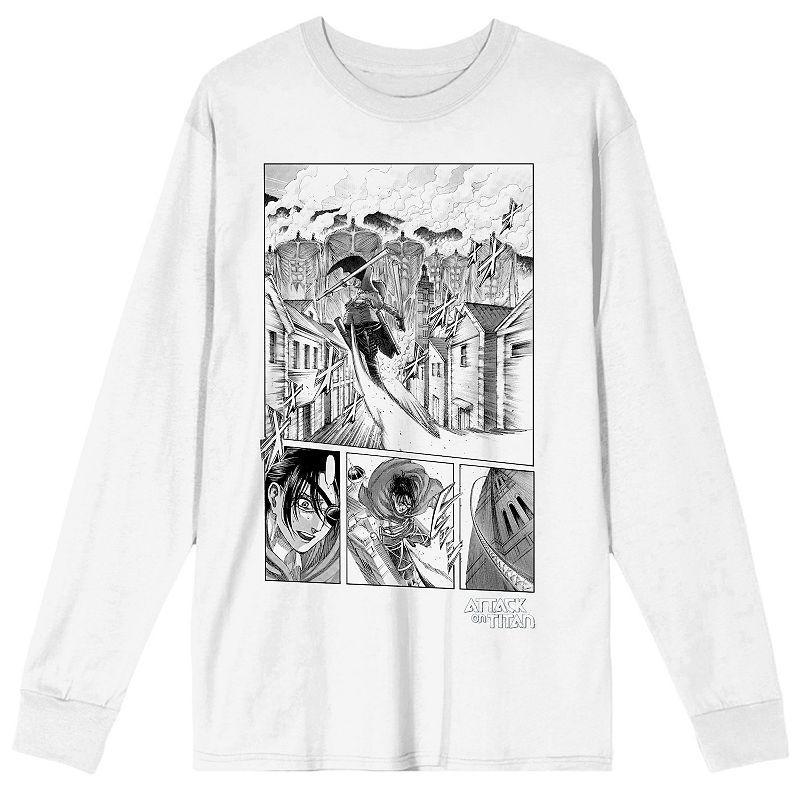 Mens Bioworld Attack On Titan Manga Panels Long Sleeve Graphic Tee Product Image