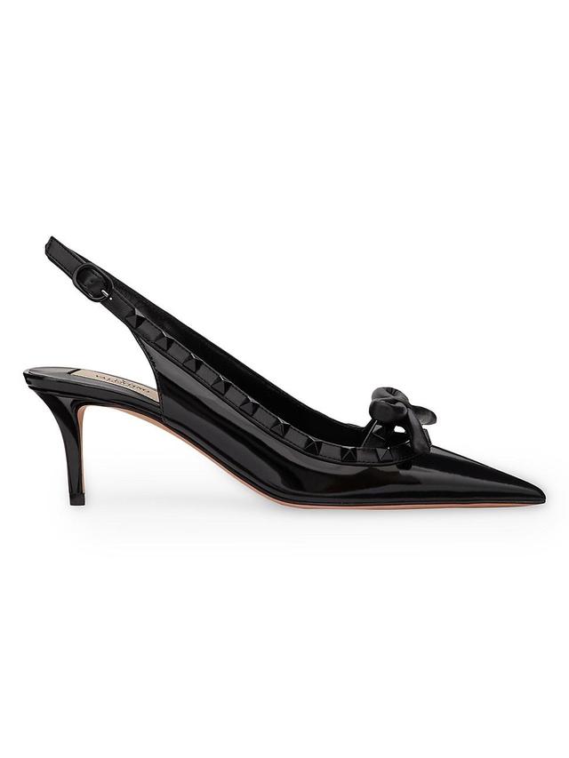 Womens Rockstud Bow Slingback Pumps in Patent Leather 60MM Product Image