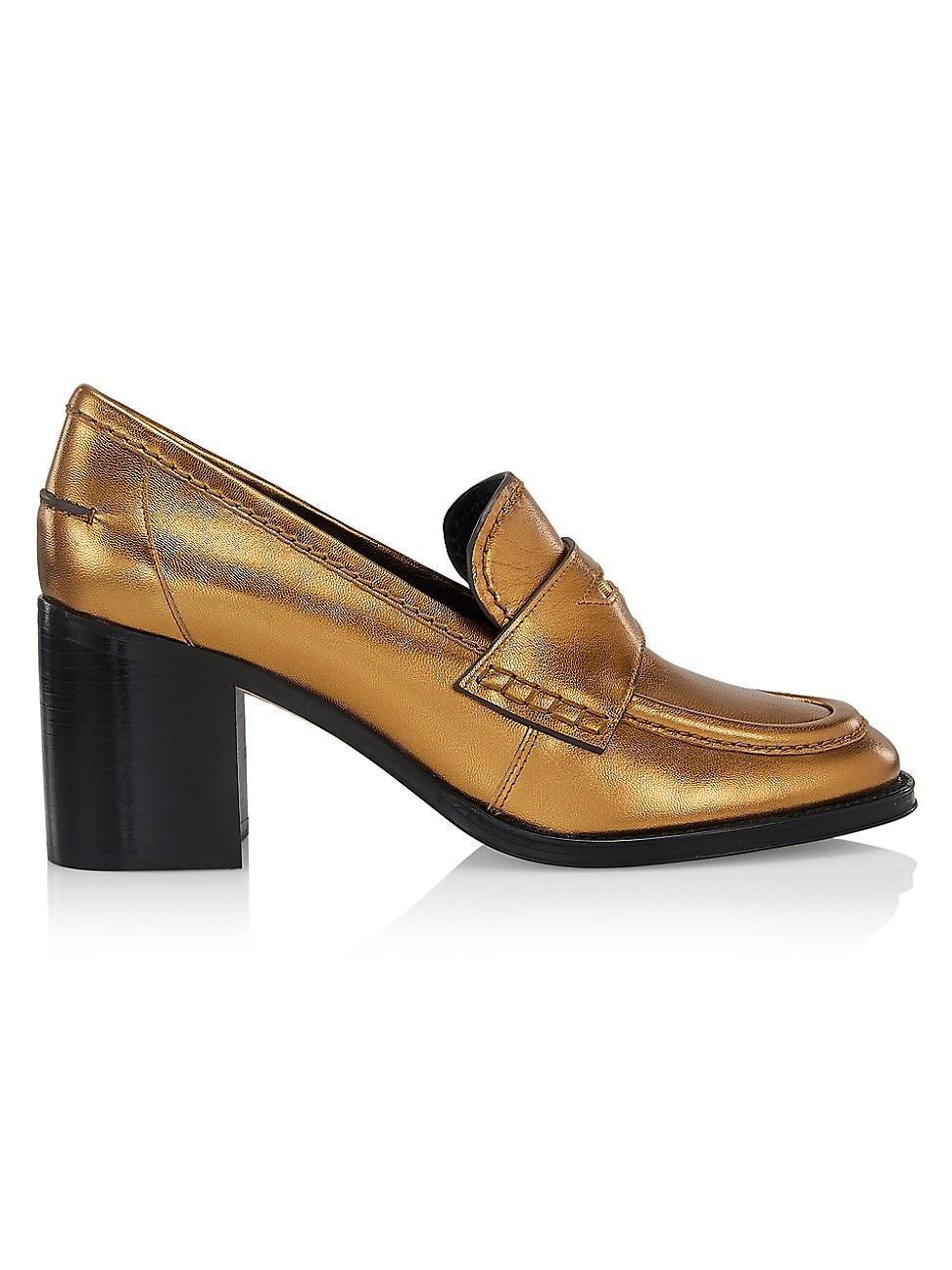 Womens Metallic Leather Penny Loafers Product Image