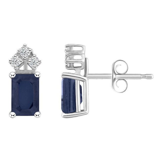 Ruby (1-3/8 ct. t.w.) & Diamond (1/8 ct. t.w.) Crown Stud Earrings in 14k Gold (Also in Emerald - Tanzanite Product Image