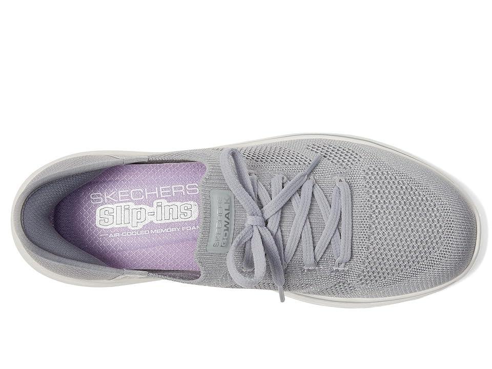 SKECHERS Performance Go Walk 7 Via Hands Free Slip-Ins (Grey/Lavender) Women's Walking Shoes Product Image