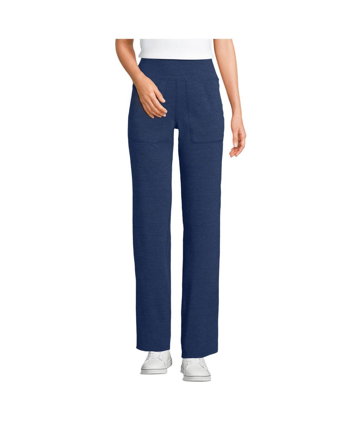 Petite Lands End Active Hi Impact HR Straight Leg Pants, Womens Grey Heather Product Image