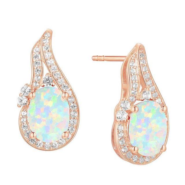 14k Rose Gold Flash-Plated Lab-Created Opal Stud Earrings, Womens, Pink Product Image