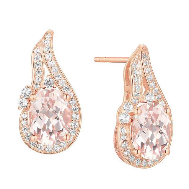 14k Rose Gold Flash-Plated Lab-Created Morganite Stud Earrings, Womens Product Image