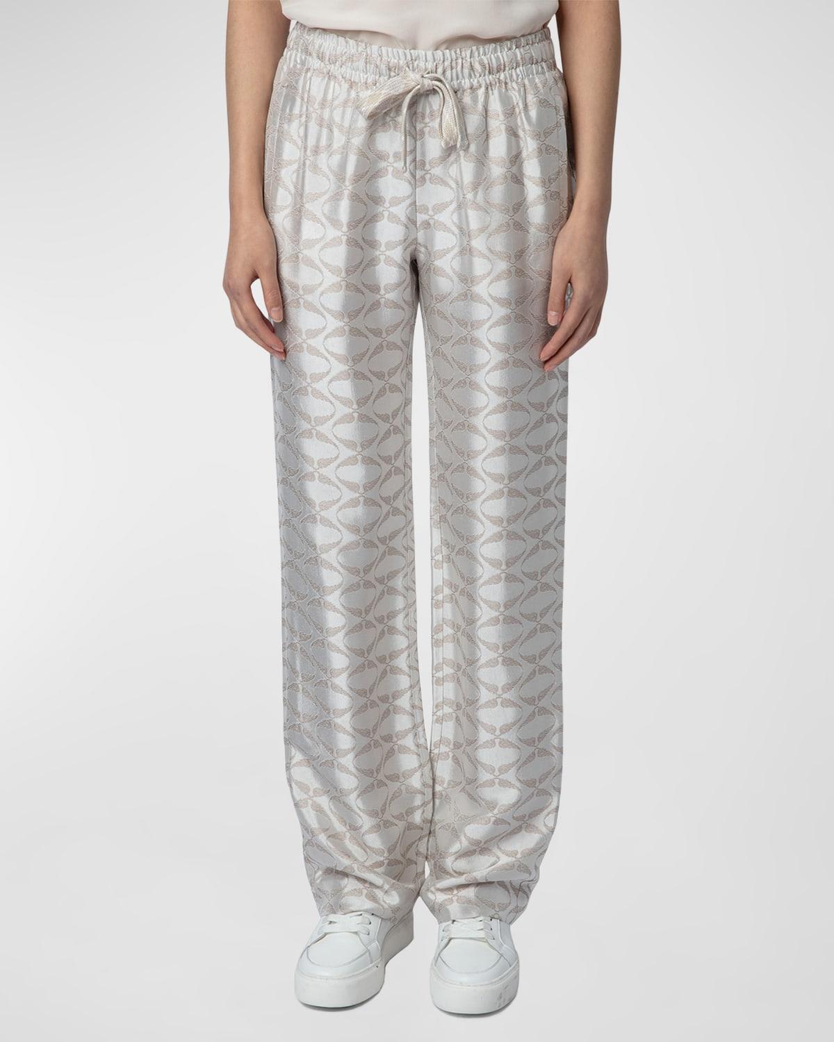 Womens Pomy Jacquard Wing Straight-Leg Pants product image