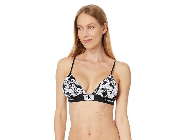 Calvin Klein Underwear Calvin Klein Women's 1996 Cotton Unlined Triangle Bralette (Halo Floral Print+Black) Women's Bra Product Image