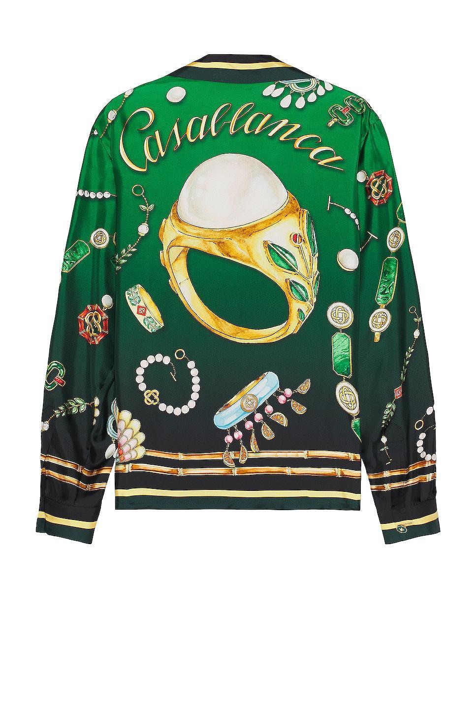 Casablanca Cuban Collar Long Sleeve Shirt Green. (also in ). Product Image