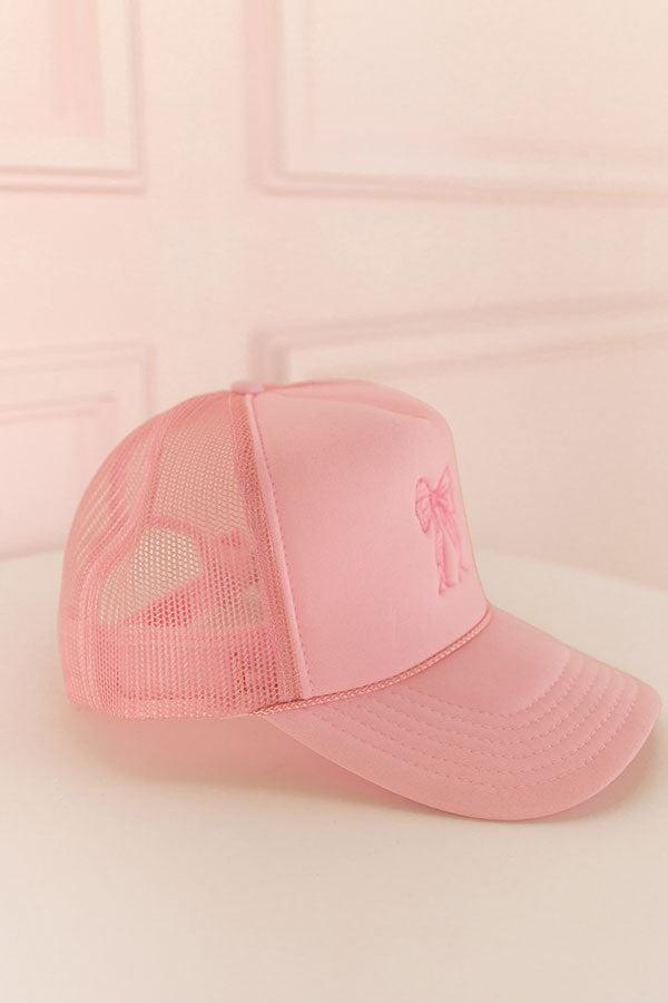 Coquette Crush Embroidered Trucker Hat In Pink Product Image