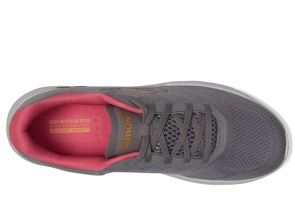 SKECHERS Go Run 7.0 - Driven (Gray/Coral) Women's Shoes Product Image