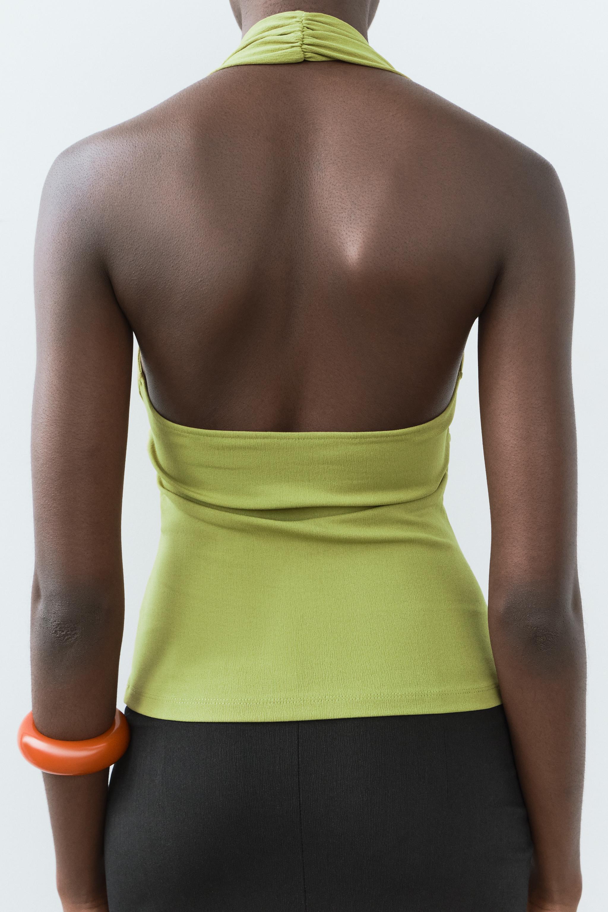 STRETCH PLEATED HALTER TOP Product Image