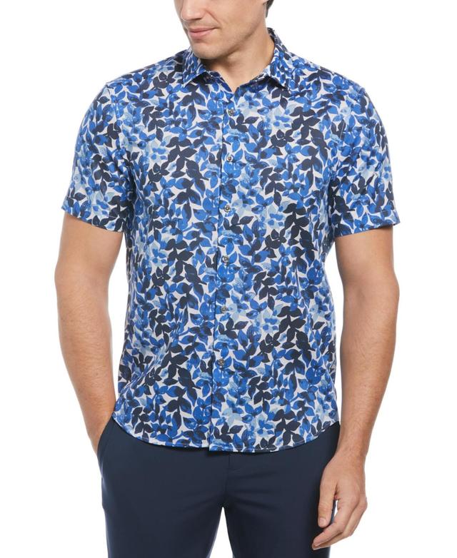 Perry Ellis Mens Floral Print Short-Sleeve Button-Front Cotton Shirt Product Image