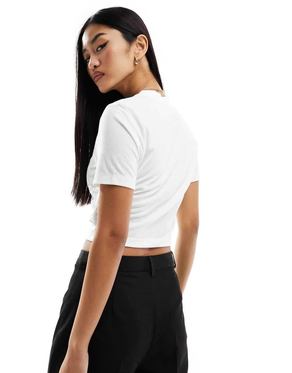 Nike Essential slim crop t-shirt in white Product Image