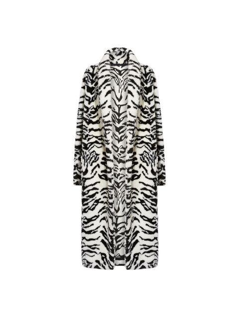 White and black long fur coat Product Image