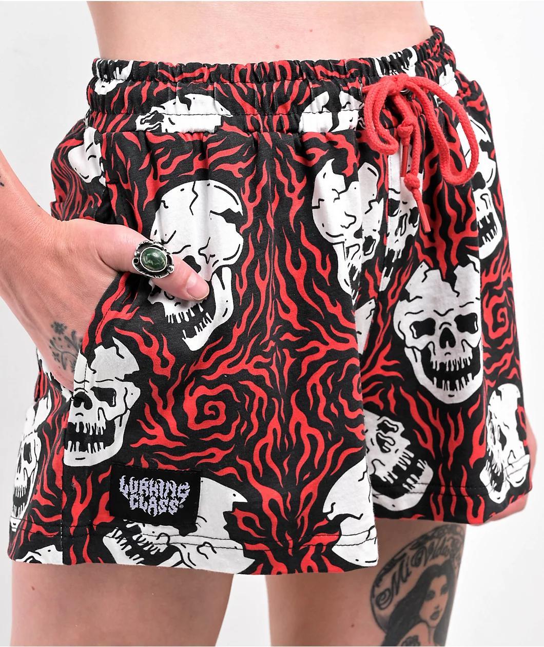 Lurking Class by Sketchy Tank Burner Black & Red Board Shorts Product Image