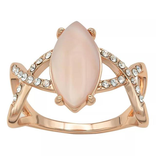 City Luxe Rose Gold Tone Pink Mother of Pearl & Crystal Pave Ring, Womens Rose Tone Pink Mop Product Image