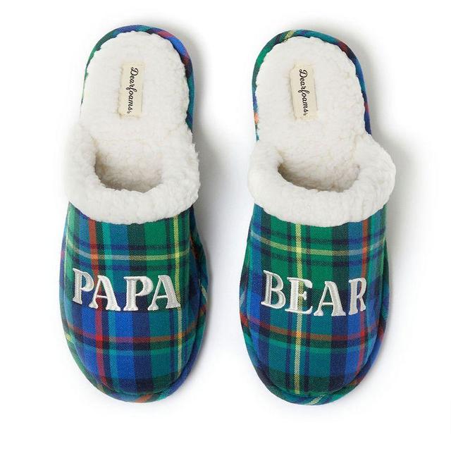 Dearfoams Papa Bear Mens Plaid Scuff Slippers Brt Blue Product Image