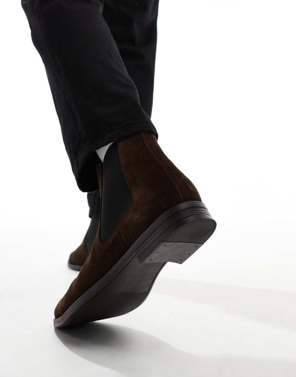 ASOS DESIGN chelsea boots in brown suede Product Image