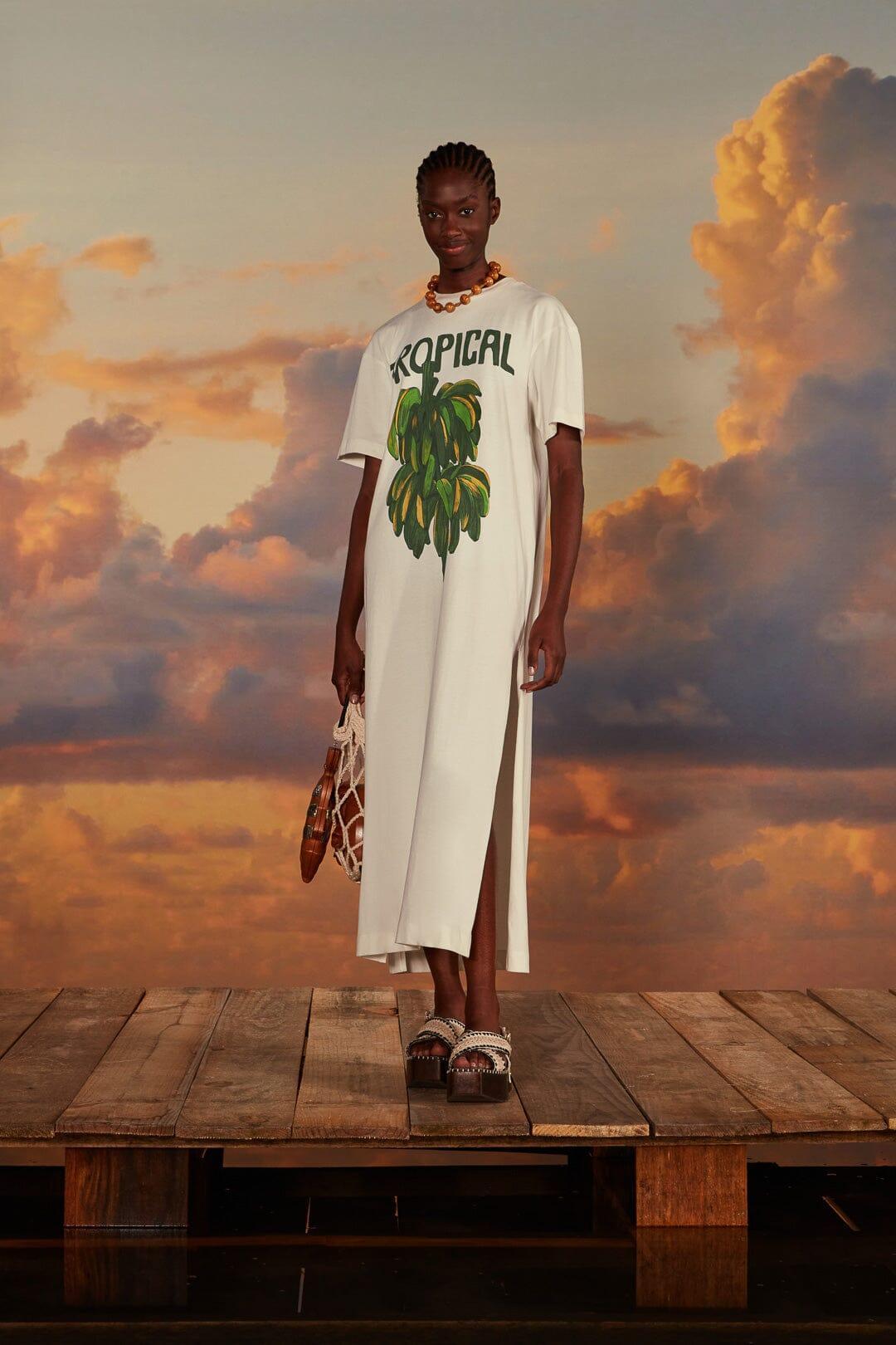 Off-White Tropical Organic Cotton T-Shirt Dress Product Image