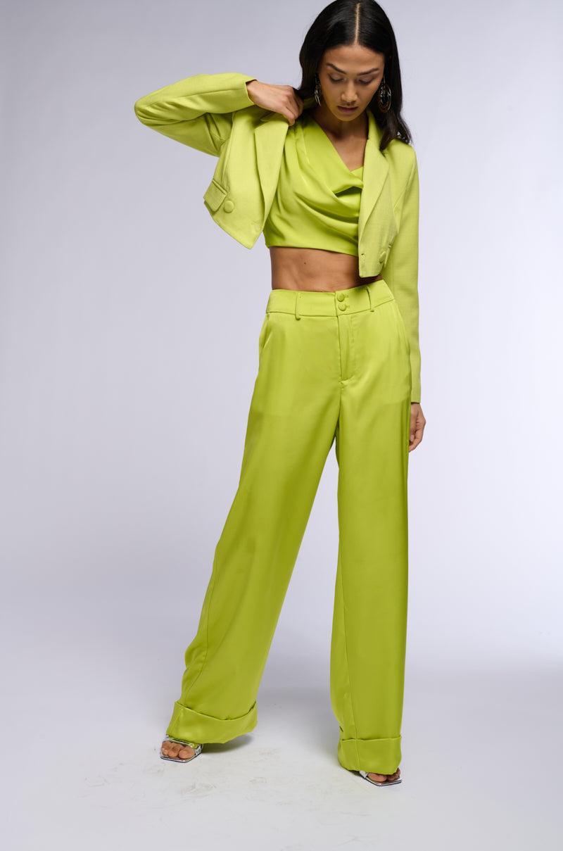 EVERYWHERE CROPPED SPRING BLAZER IN LIGHT GREEN Product Image