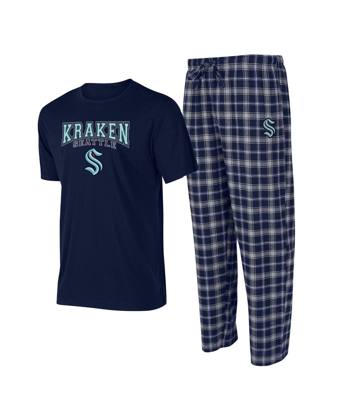 Mens Concepts Sport Deep Sea Blue/Gray Seattle Kraken Arctic T-Shirt & Pajama Pants Sleep Set Krk Blue Product Image